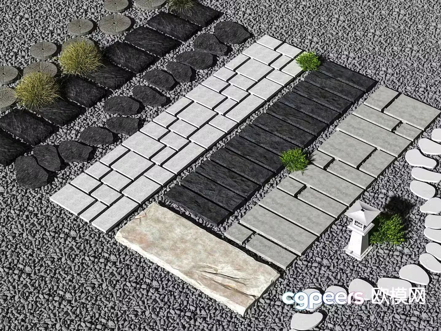 Modern steps landscape steps stone steps 3d model