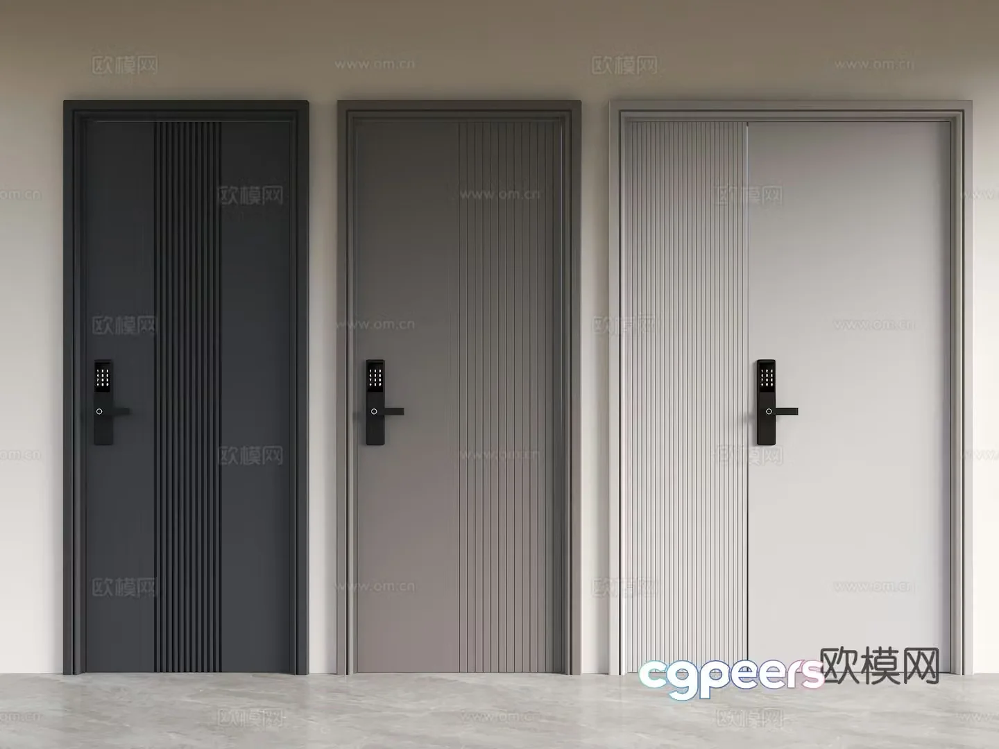 Modern security door entrance door entrance door fingerprint lock password lock modern minimalist door black 3d model
