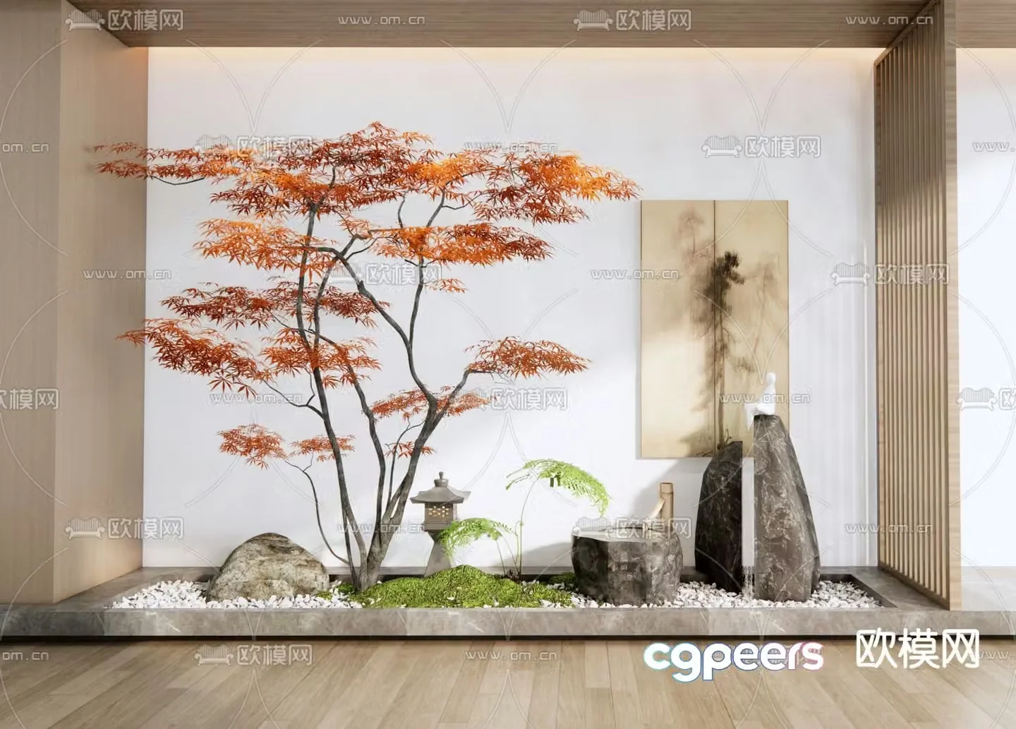 Indoor landscaping dry landscape sketch 3d model