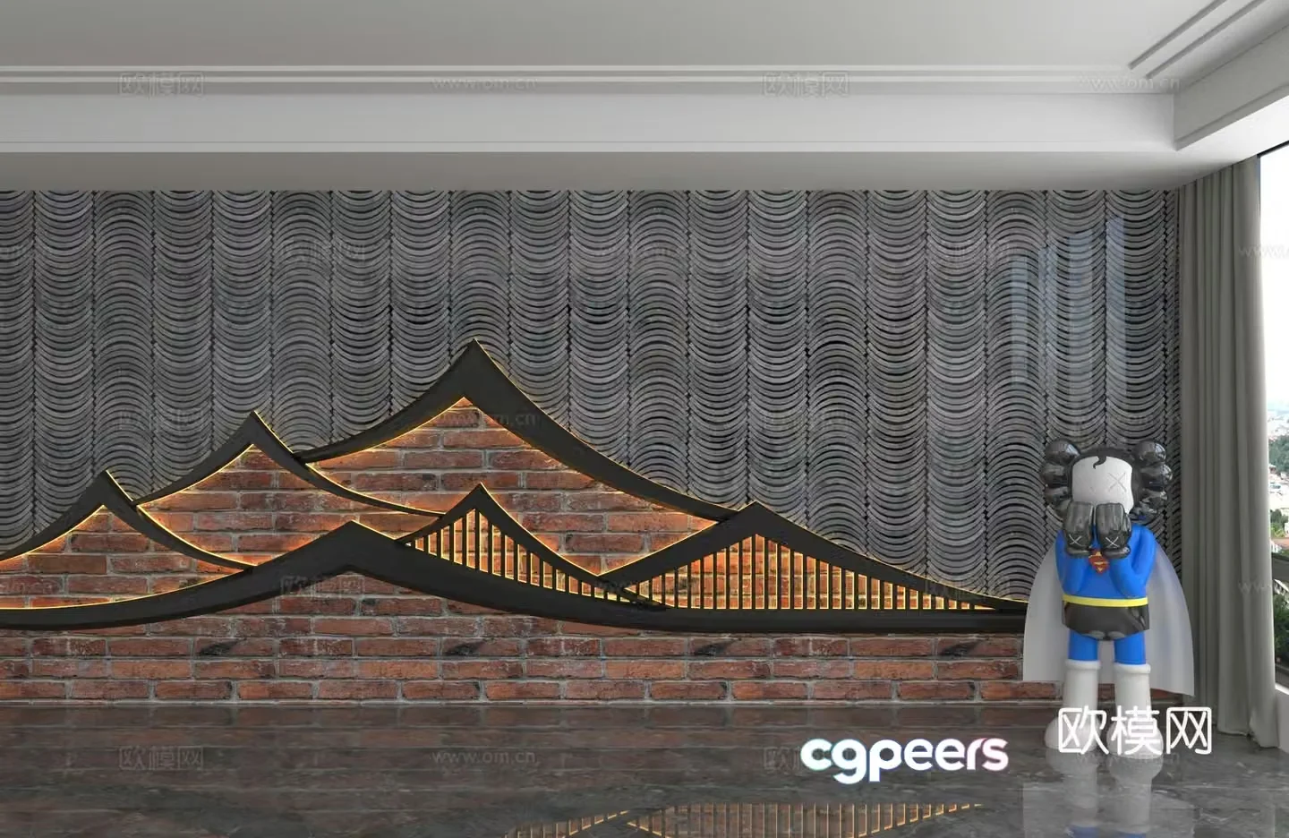 Modern background wall 3d model