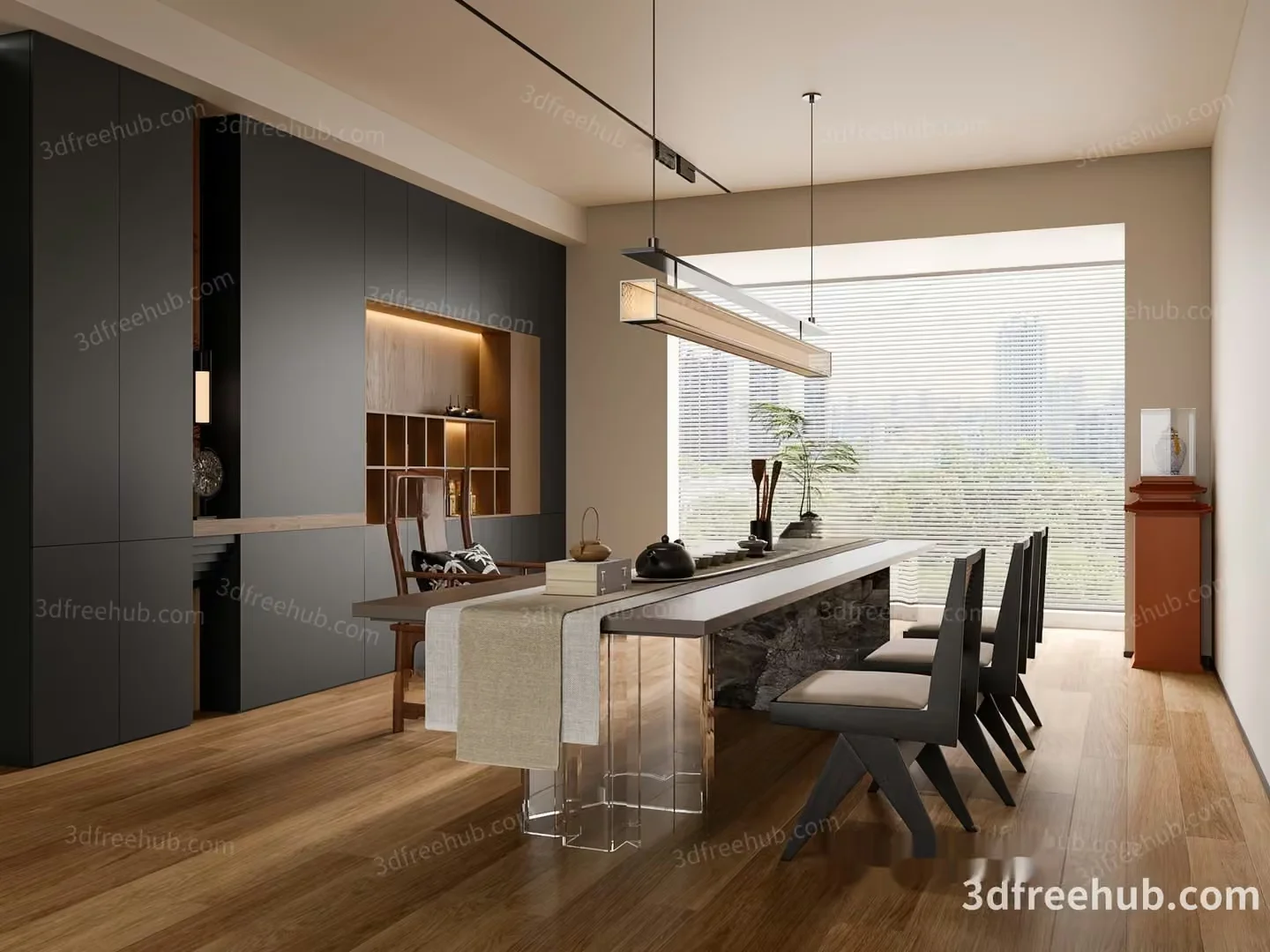 Modern Dining Room 3D Model – 19616 – VRAY Render