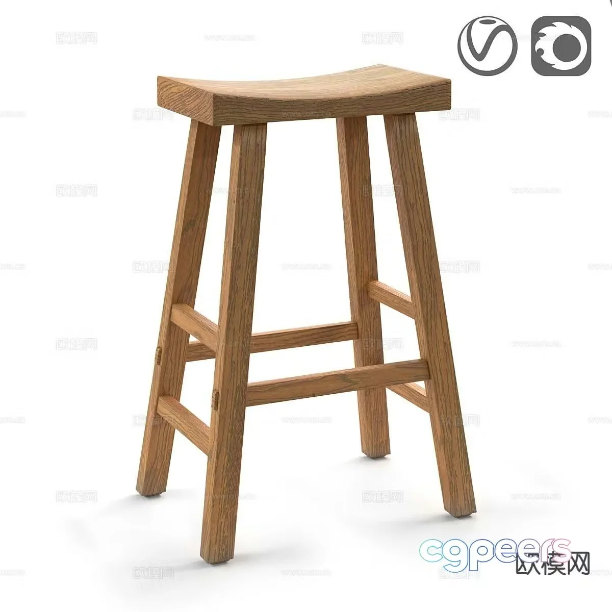 Medieval style bar stool 3d model