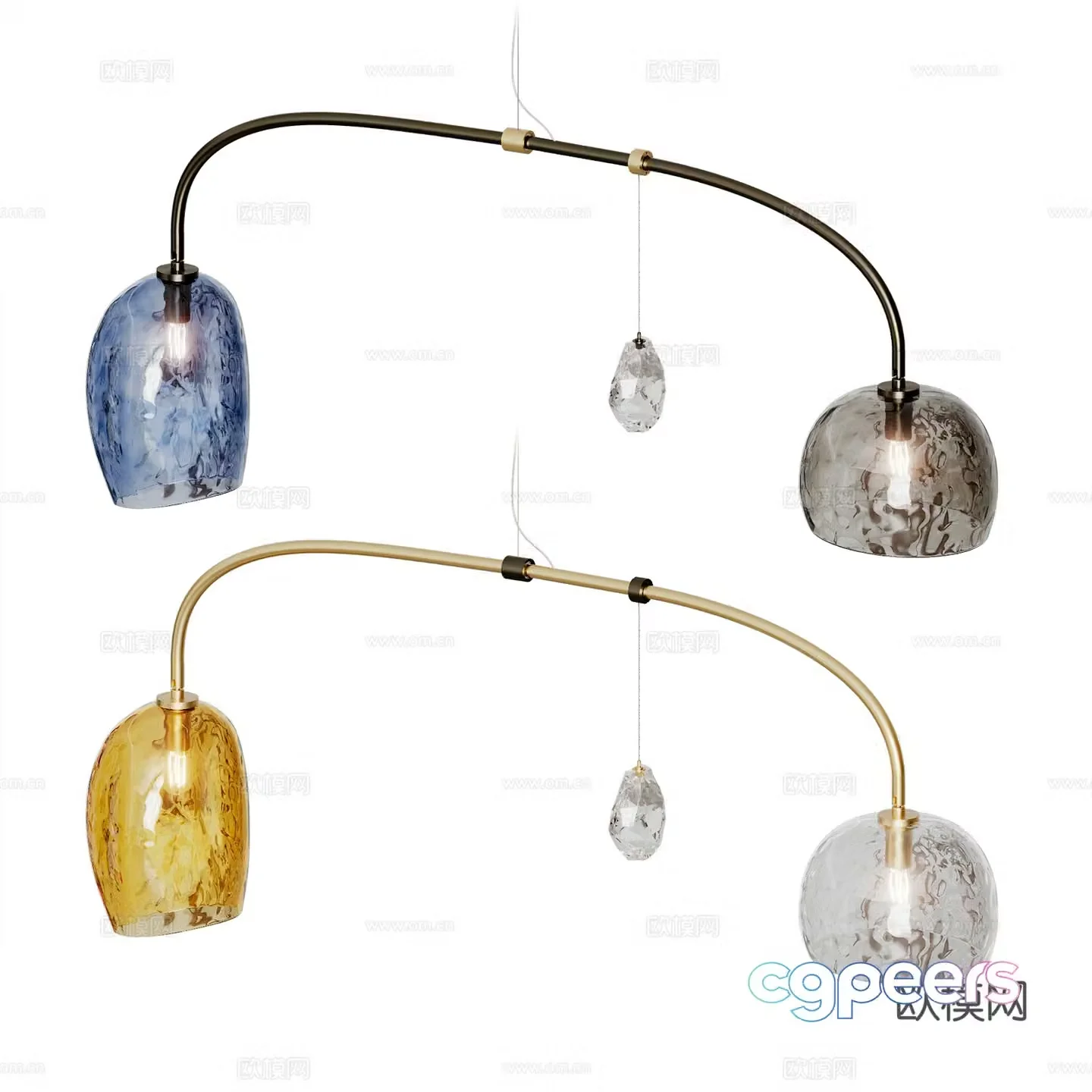 Modern light luxury minimalist decorative chandeliers 3D model