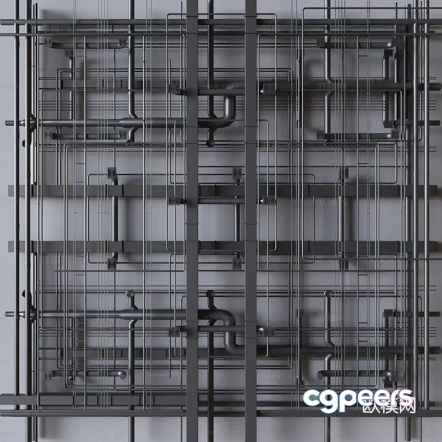 Industrial style ceiling pipe ceiling air conditioning pipe 3D model