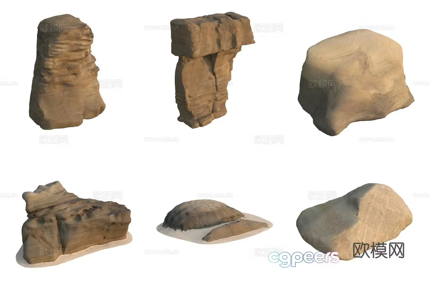 Beach beach stone rock 3d model