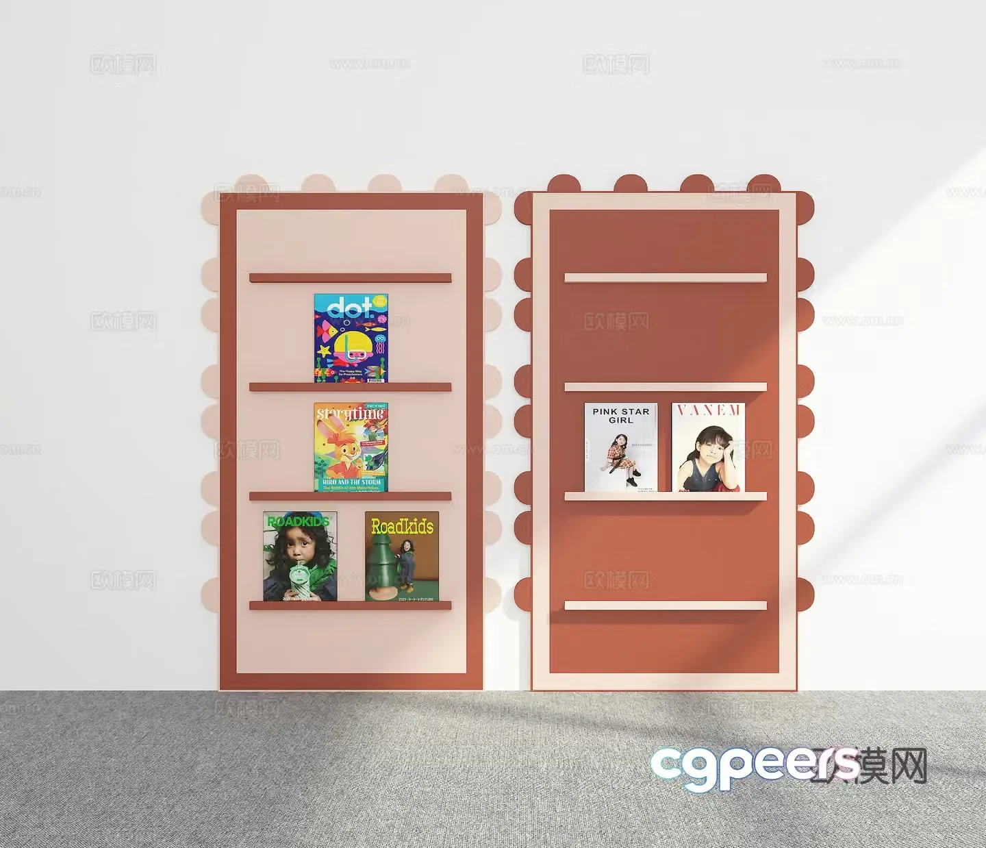 Modern children’s bookshelf 3d model