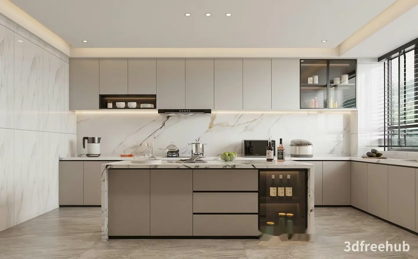 Modern Kitchen 3D Model – 23301 – VRAY Render