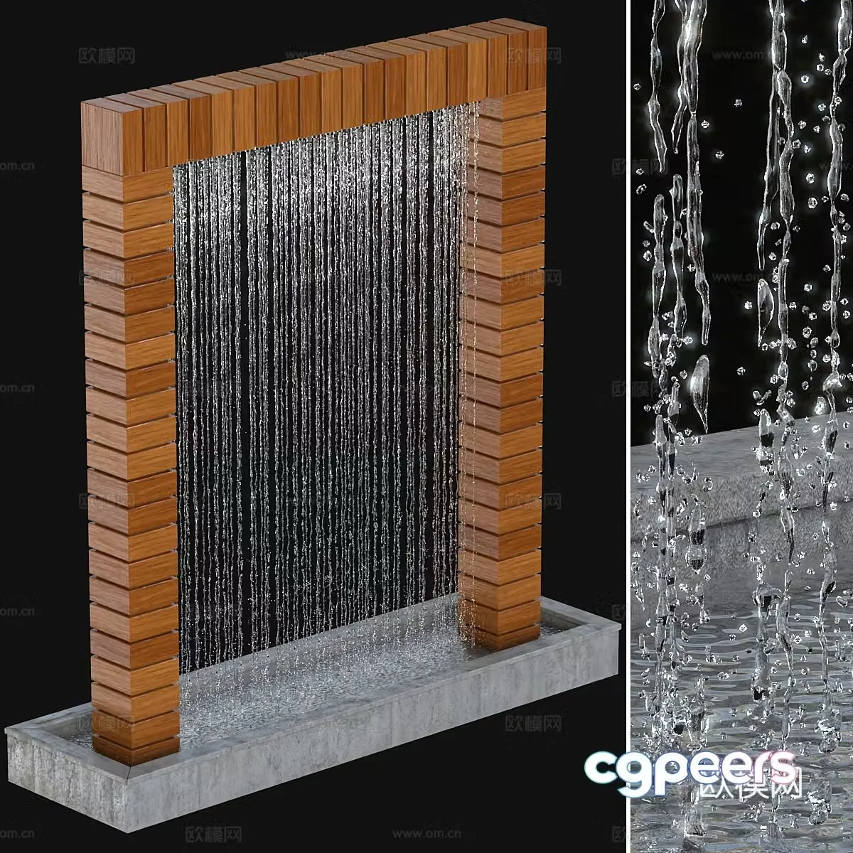 Flowing water wall fountain water curtain wall stacked waterfall flowing waterscape wall waterfall water curtain waterfall landscape landscape 3d model