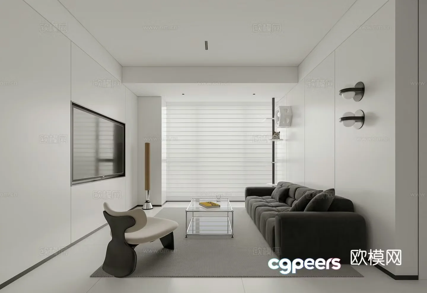 Modern minimalist living room 3d model