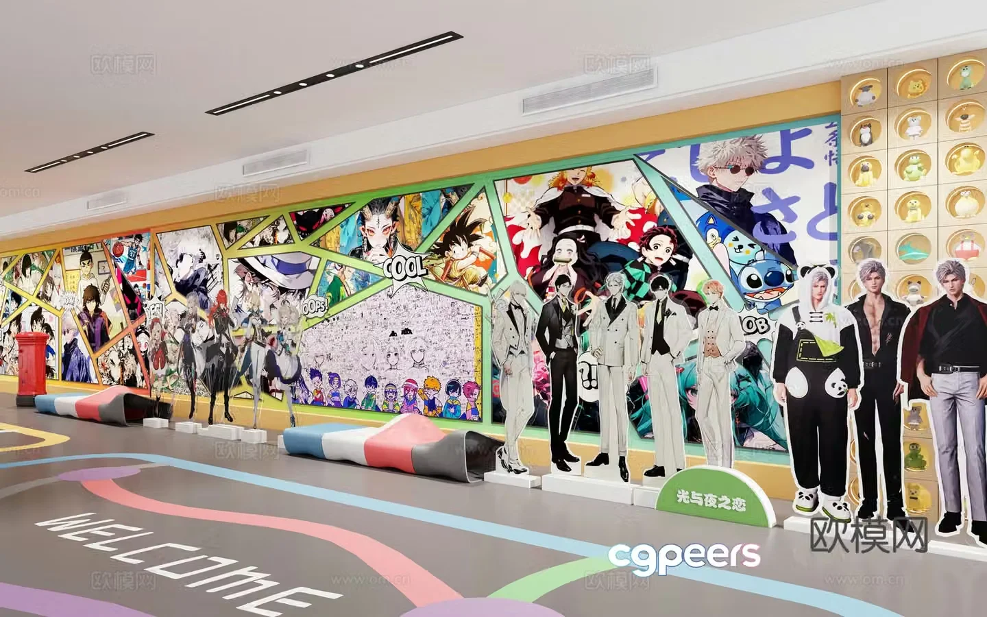 Animation and Comic Exhibition Activity Beauty Chen DP Points Group Photo Area Two-dimensional Stand Card 3D Model