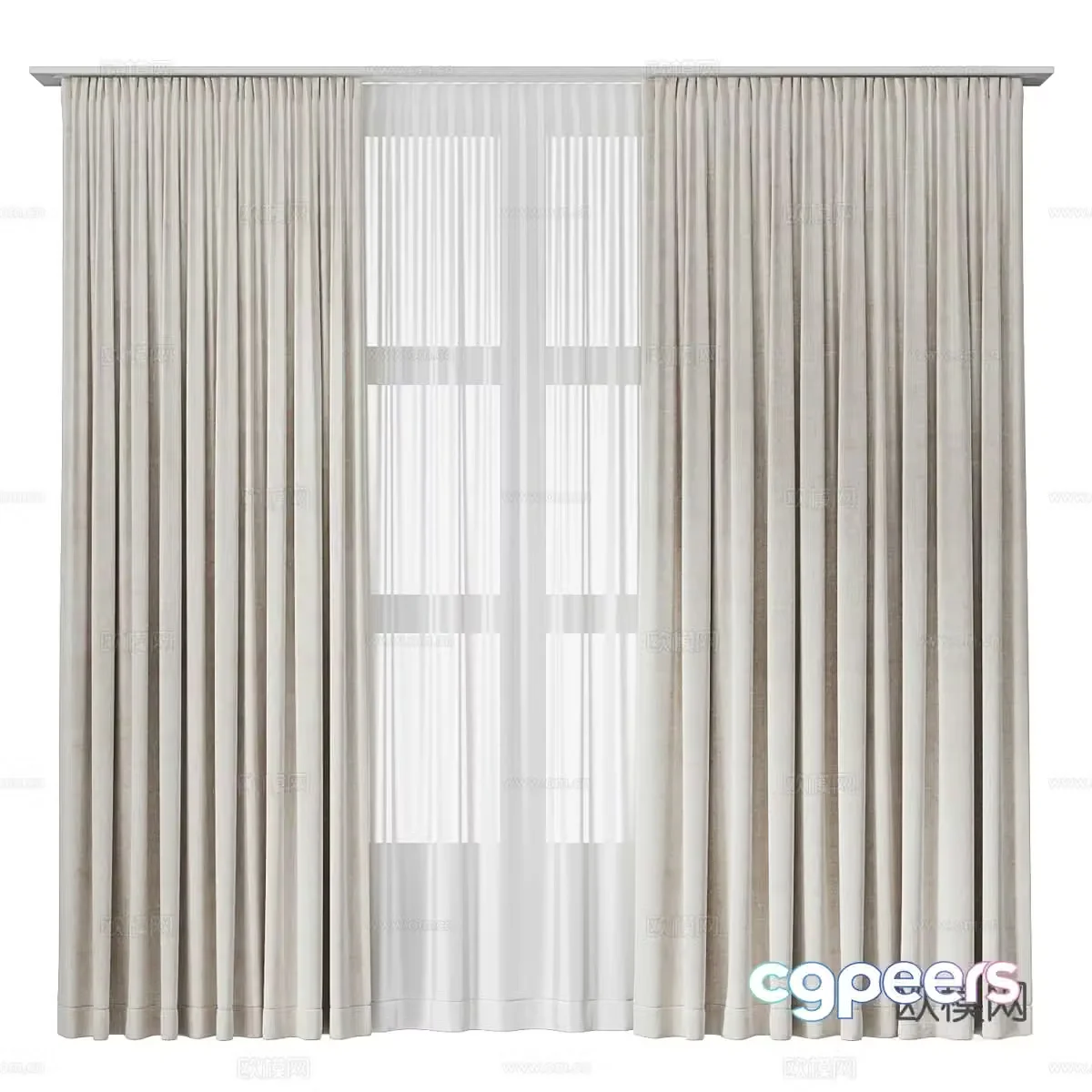 Modern cotton and linen curtains 3d model