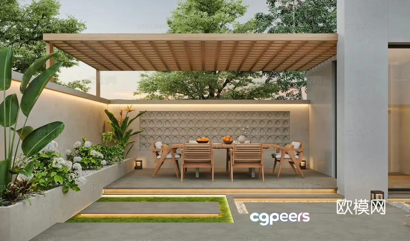 Modern garden landscape 3d model