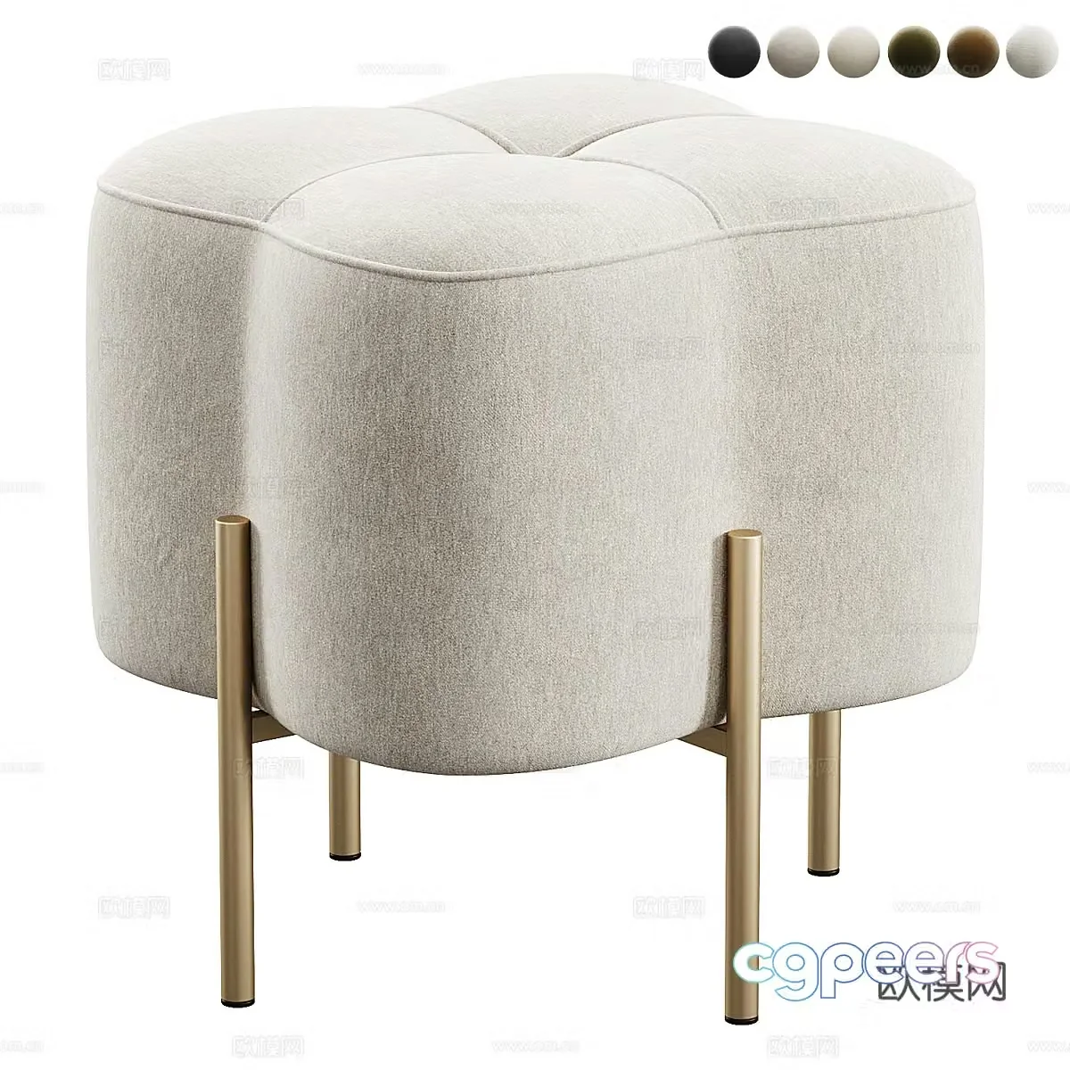 New Chinese style light luxury fabric stool 3D model