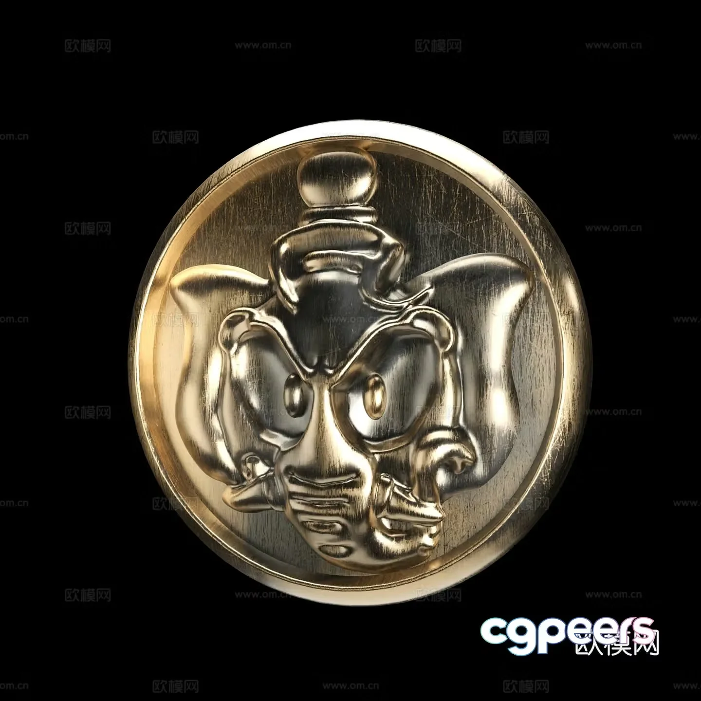 Elephant head relief 3d model