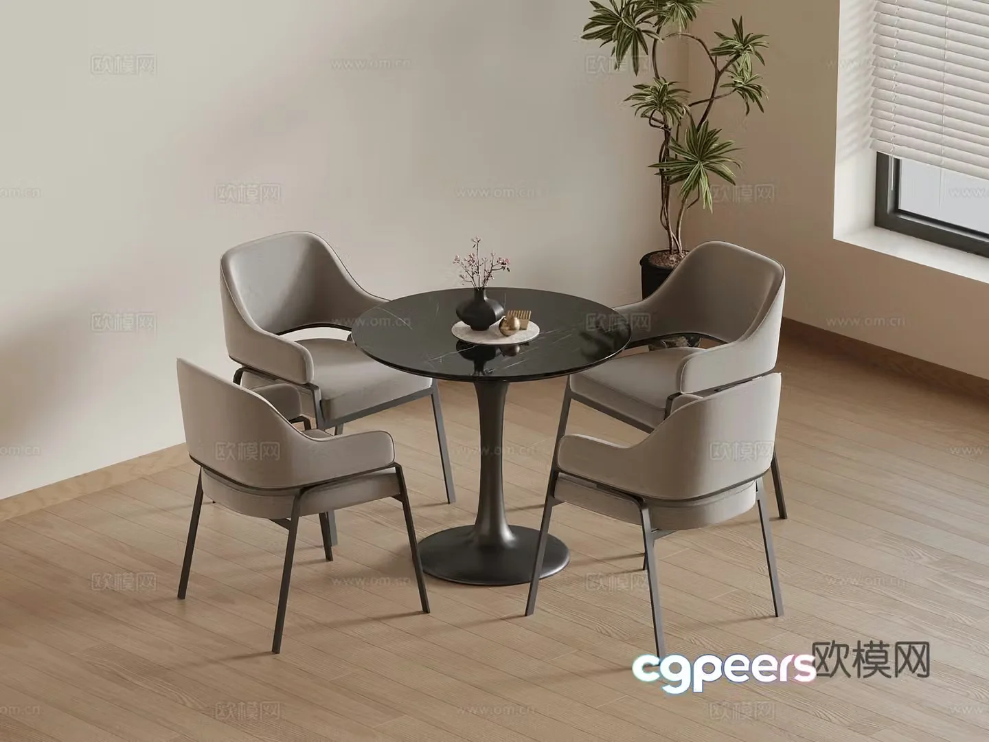 Leisure table and chairs Modern casual table and chairs Negotiable table and chairs 3D model