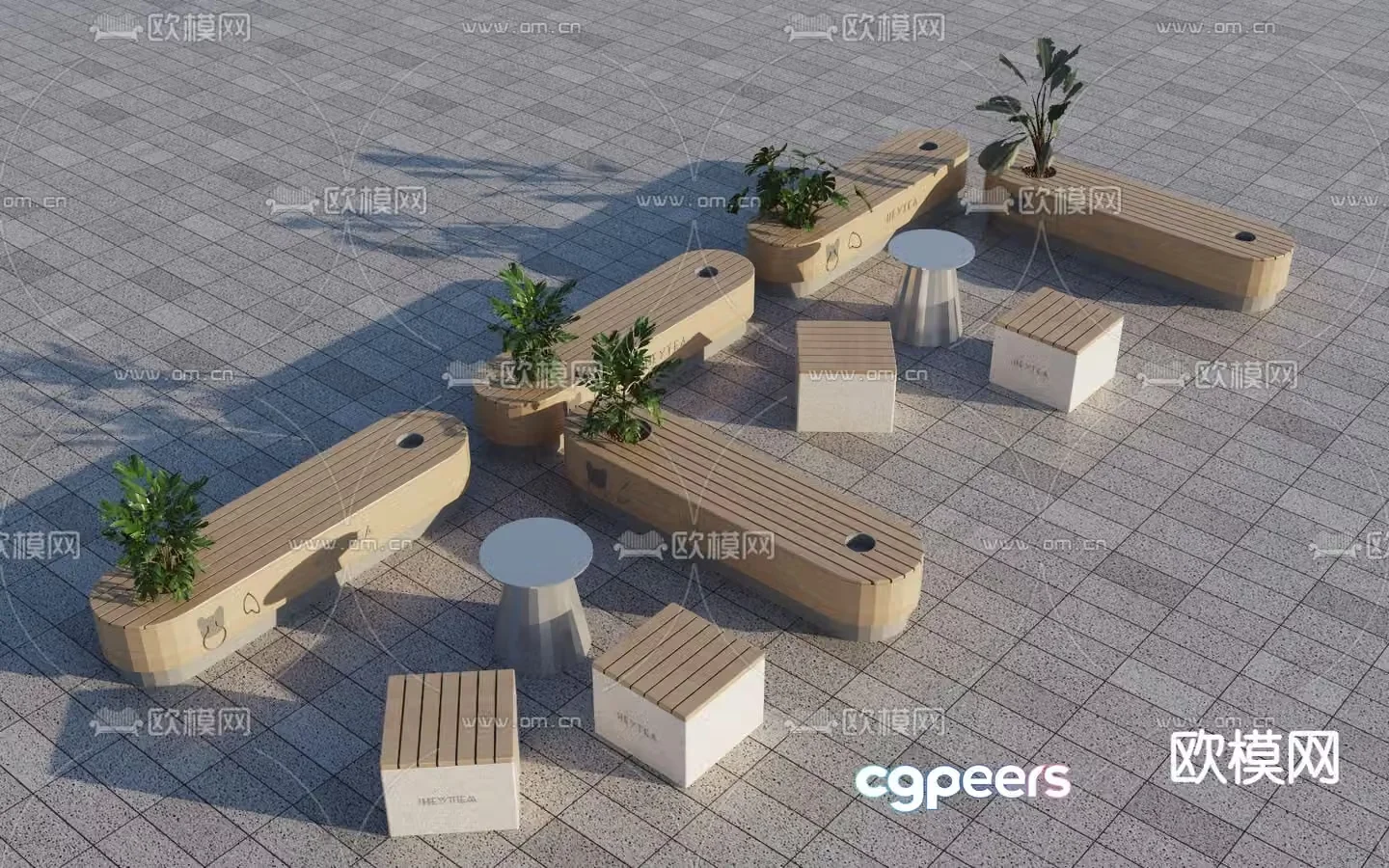 Outdoor chair tree pool chair park chair landscape seat 3d model