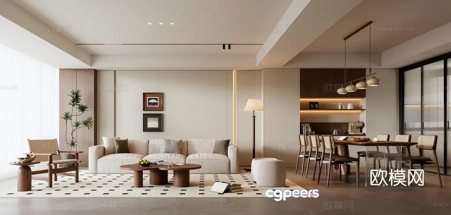 3D model of medieval style living room restaurant