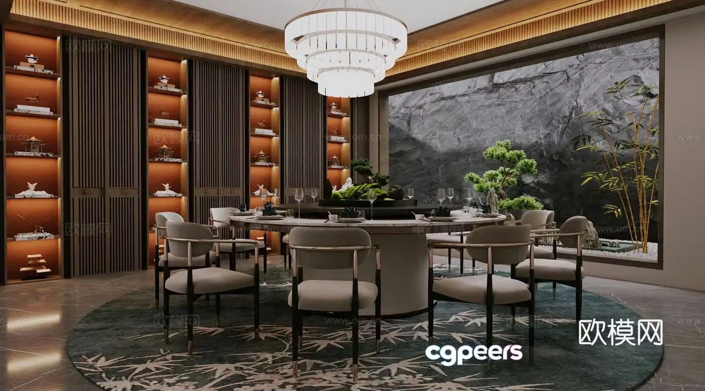 New Chinese restaurant private room 3D model