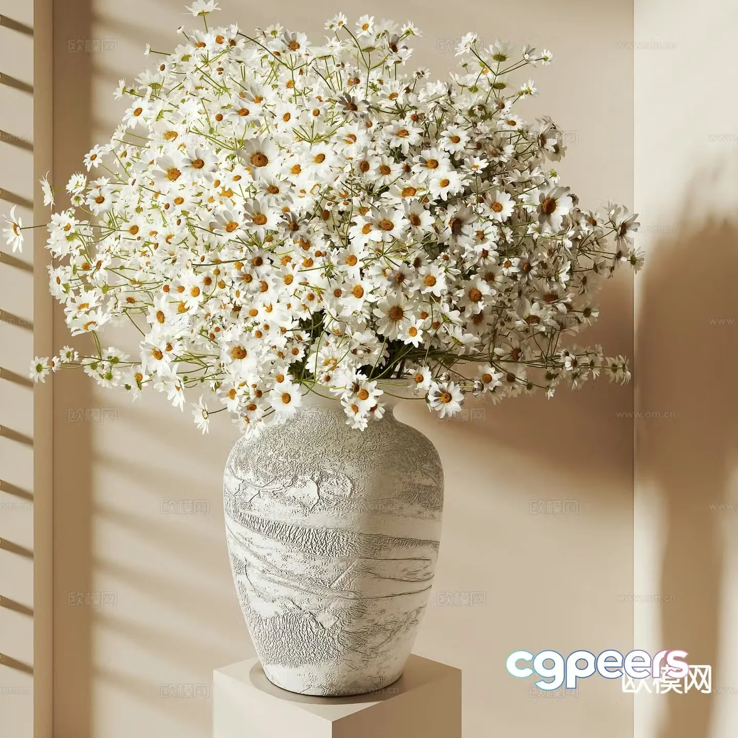 flower gypsophila vase 3d model