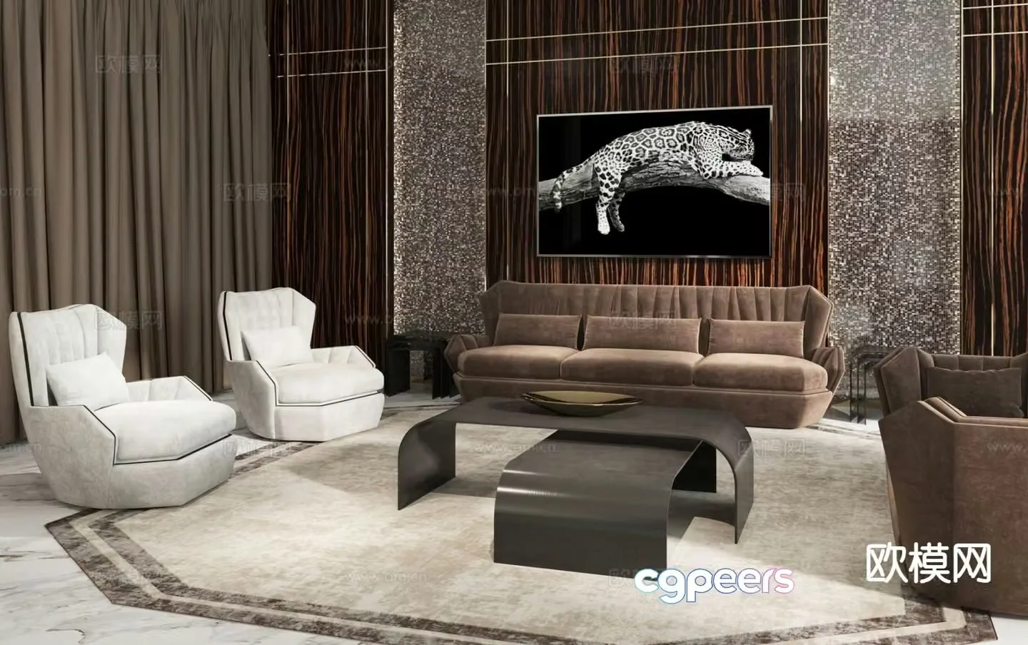 villusso Italian light luxury modular sofa 3D model