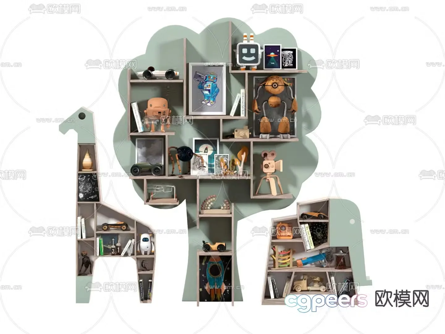 Children’s bookshelf cartoon bookshelf 3d model