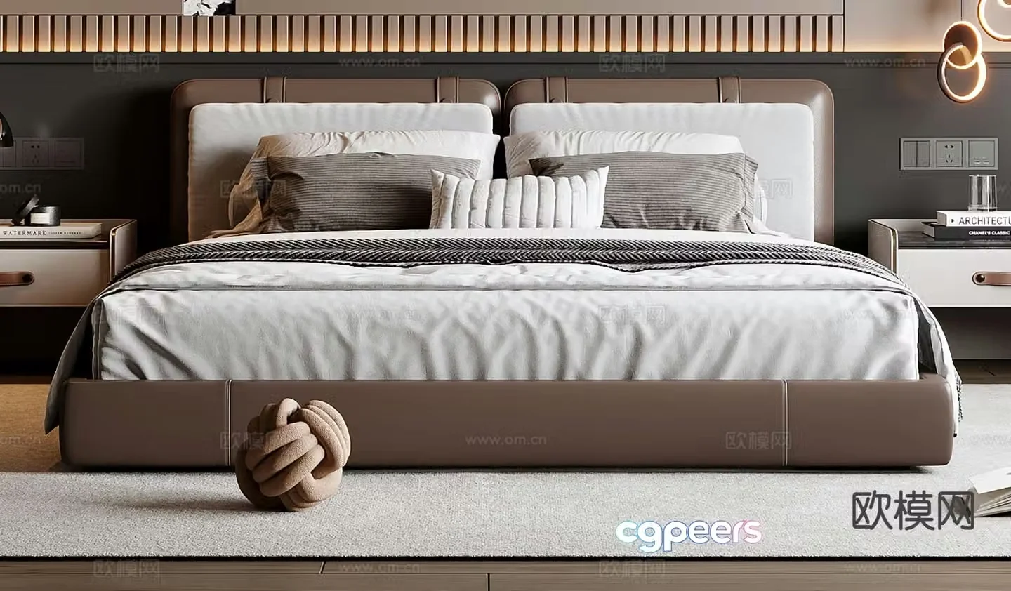 Italian double bed 3d model