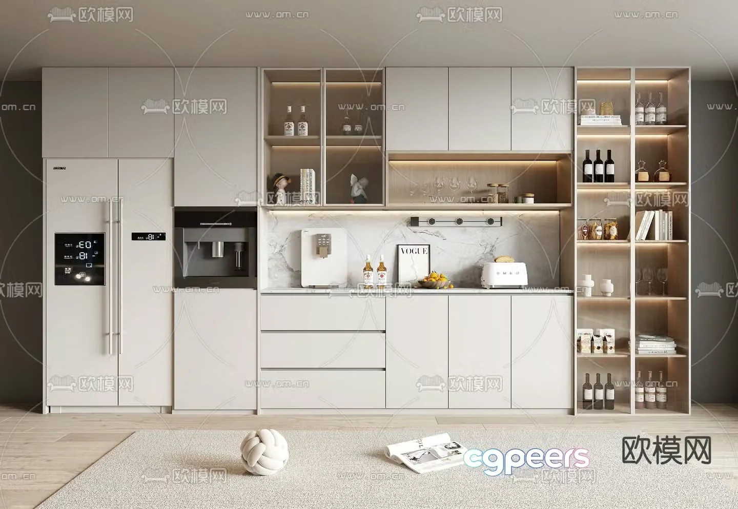 Modern wine cabinet sideboard 3D model