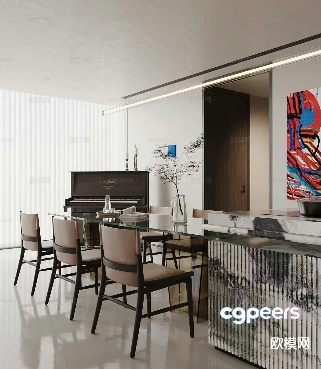 Modern island restaurant 3d model