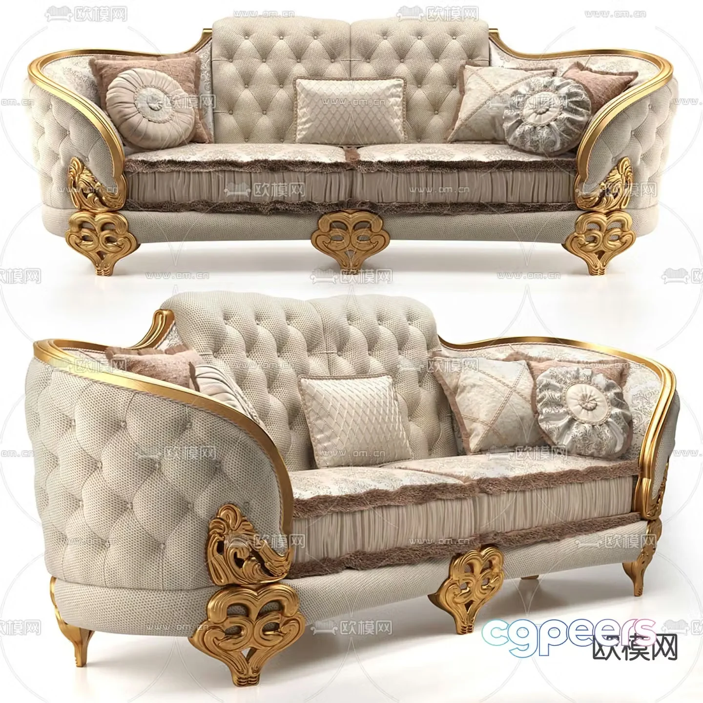 European style sofa double sofa 3d model