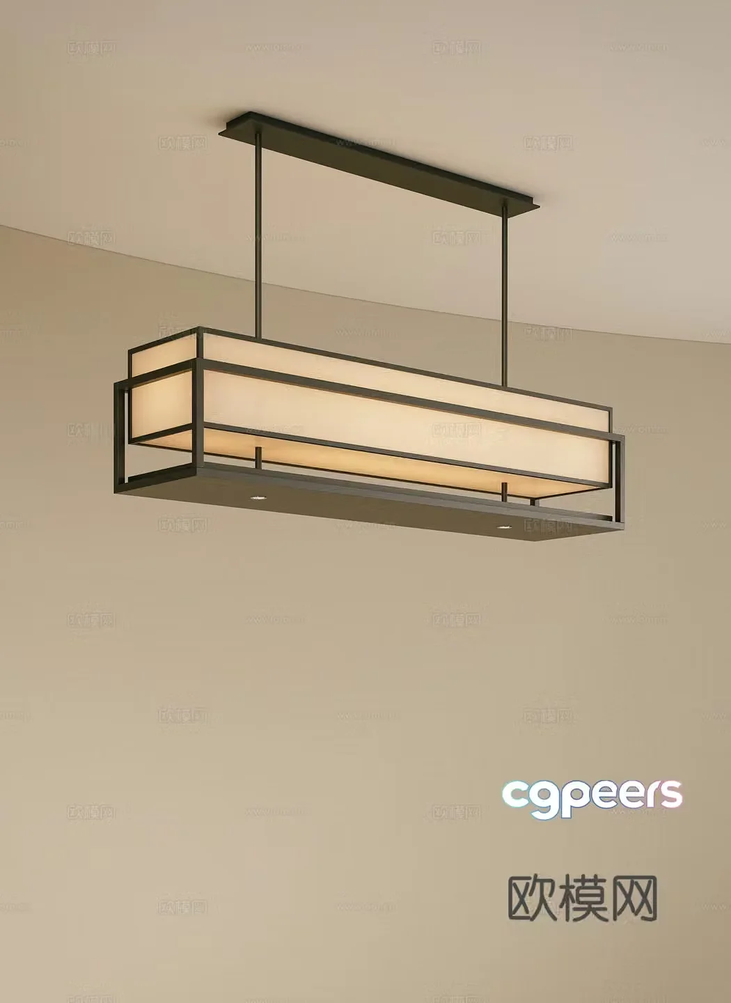 New Chinese restaurant chandeliers long chandeliers metal chandeliers bar chandeliers retro chandeliers 3D model