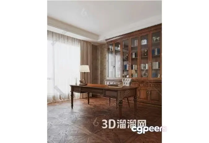 A Classic Office Space 3D Model – 7121 – VRAY Render