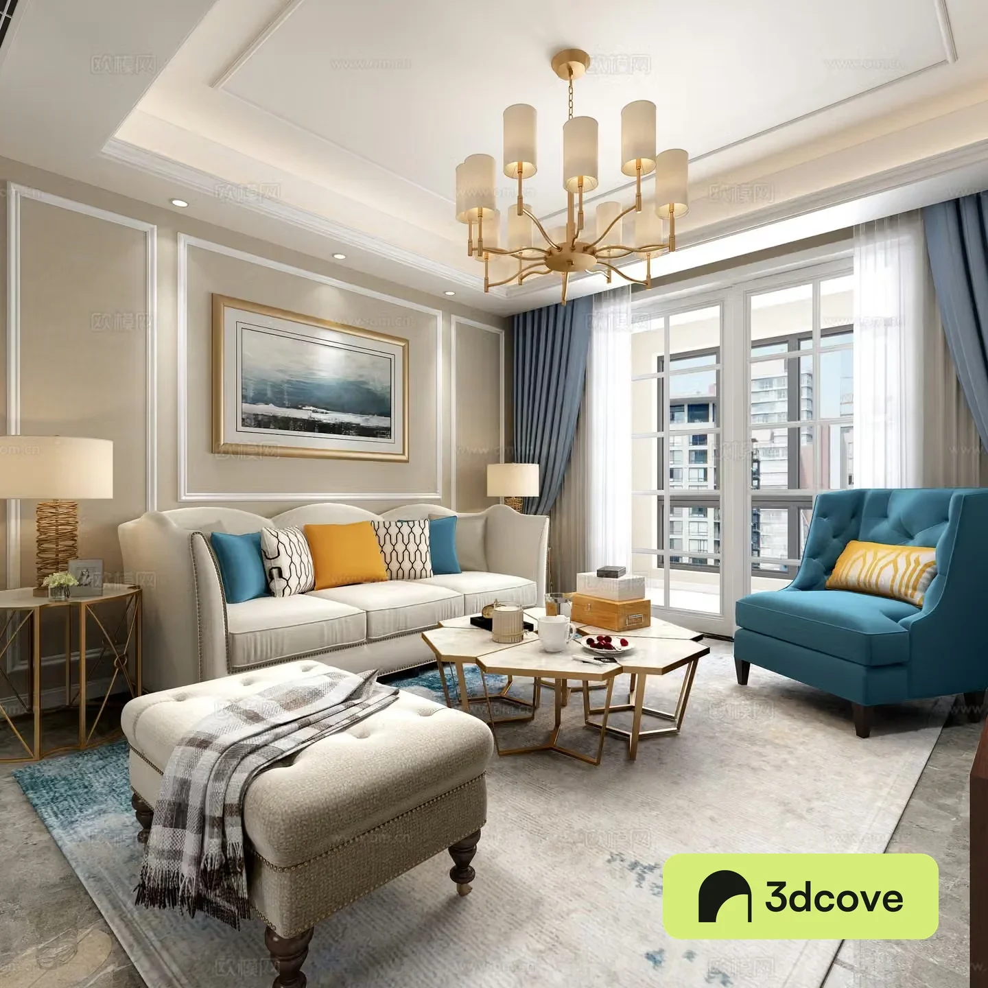 Jianmei Living and Dining Room Foyer Sofa Coffee Table Dining Table Chair Dressing Objects Ornaments Chandelier