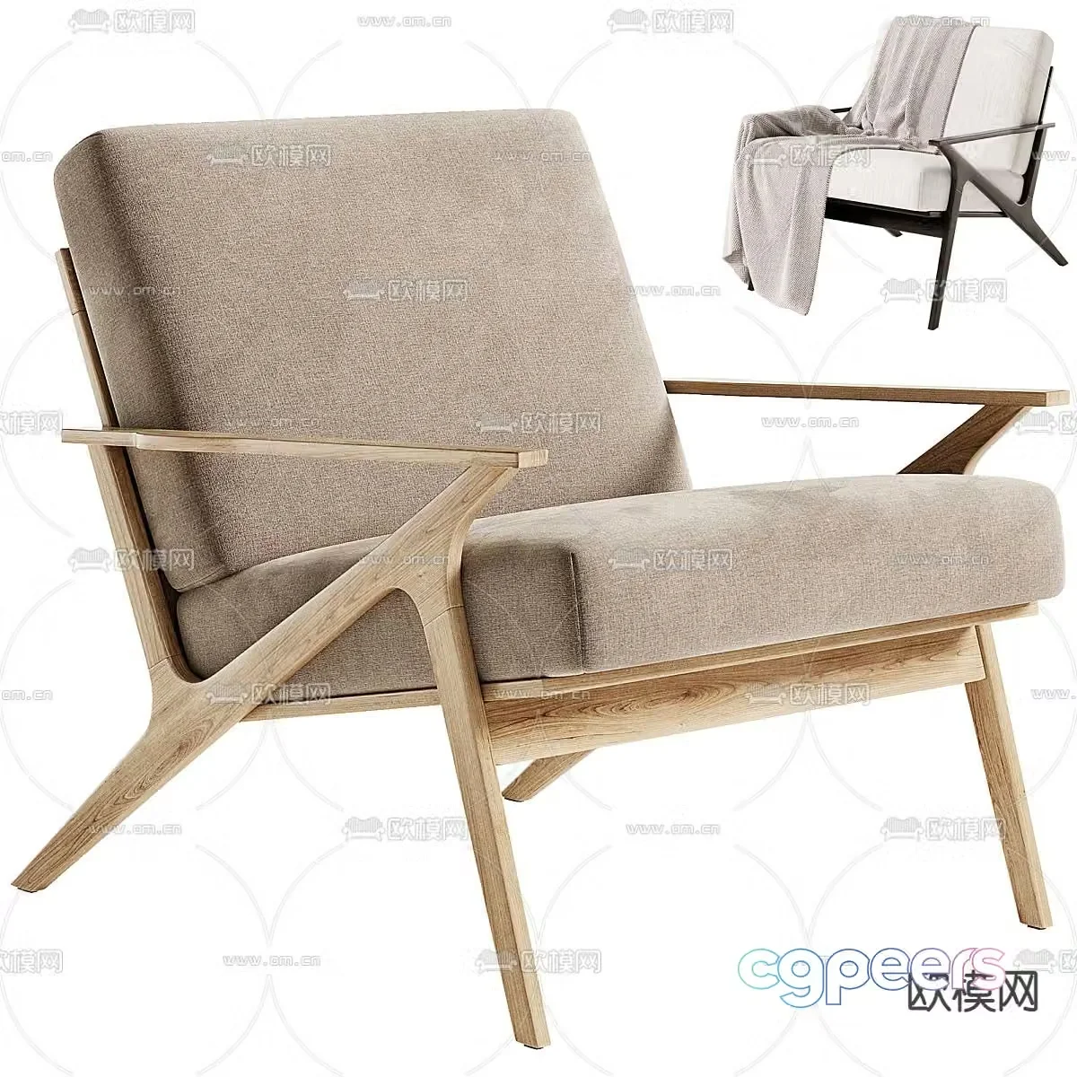 Nordic armchair lounge chair 3d model