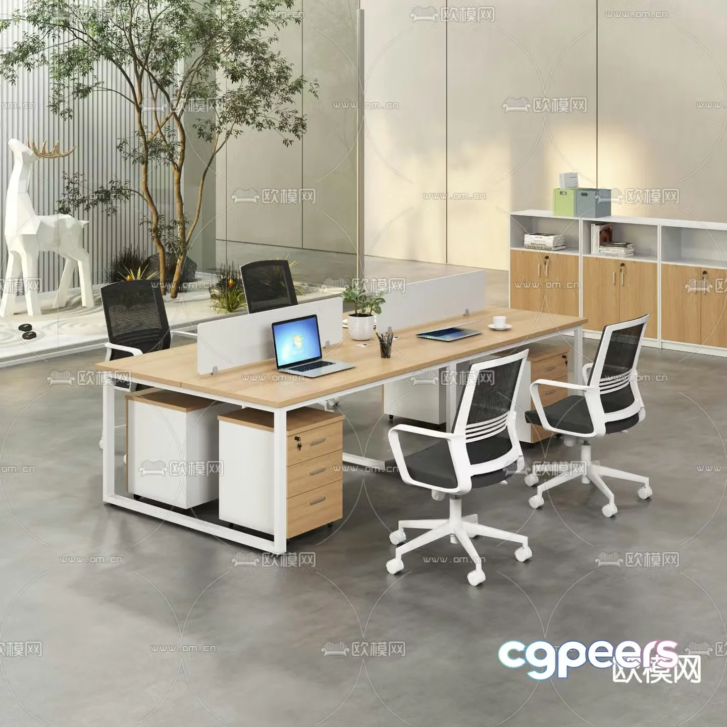 Office desk chair work station card space 3D model