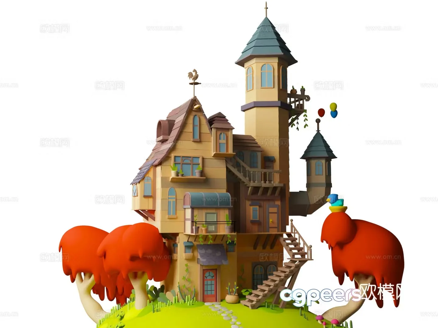 Stylized cartoon castle cartoon style castle Q version castle 3d model