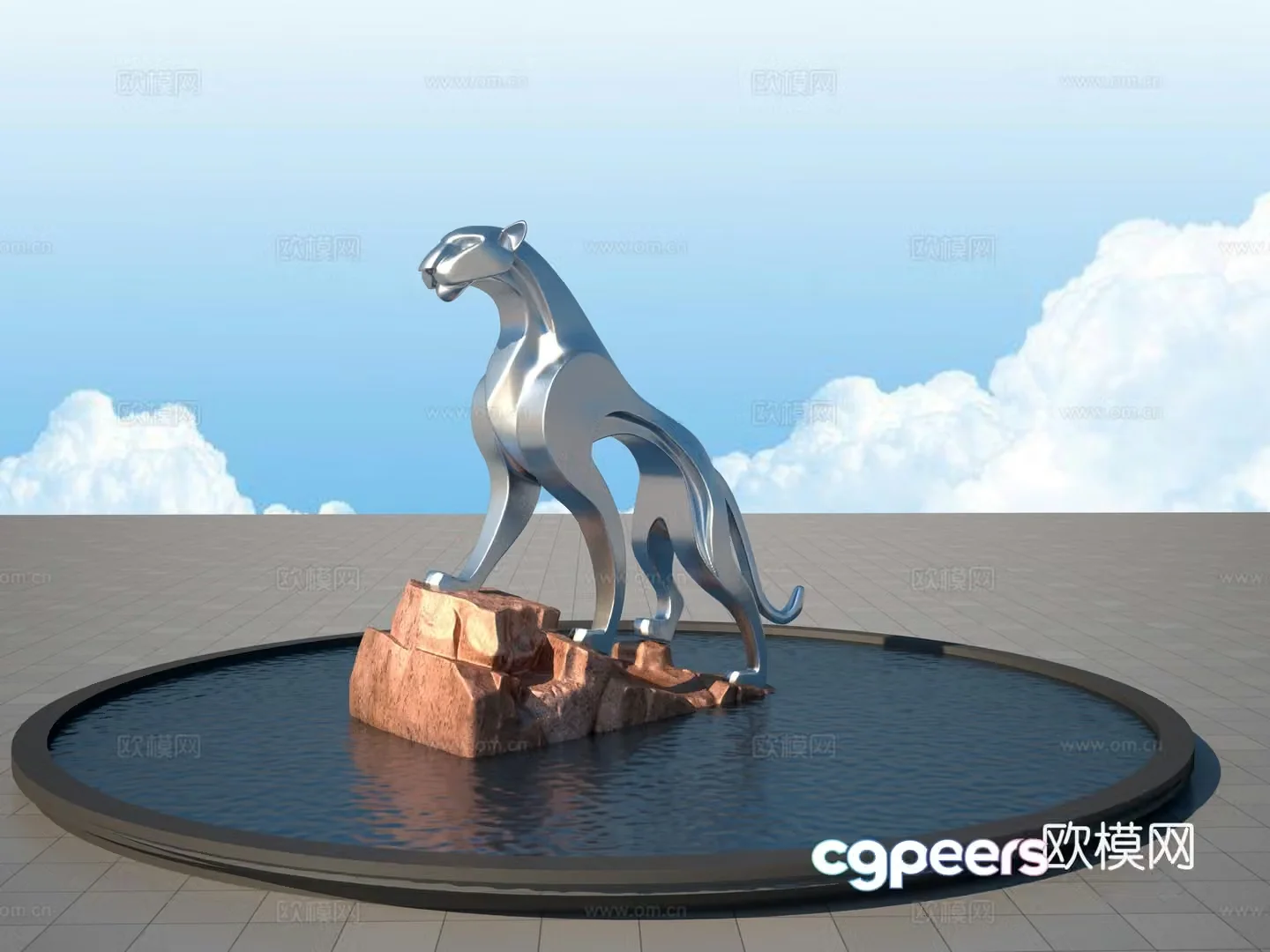 Abstract cheetah sculpture 3d model