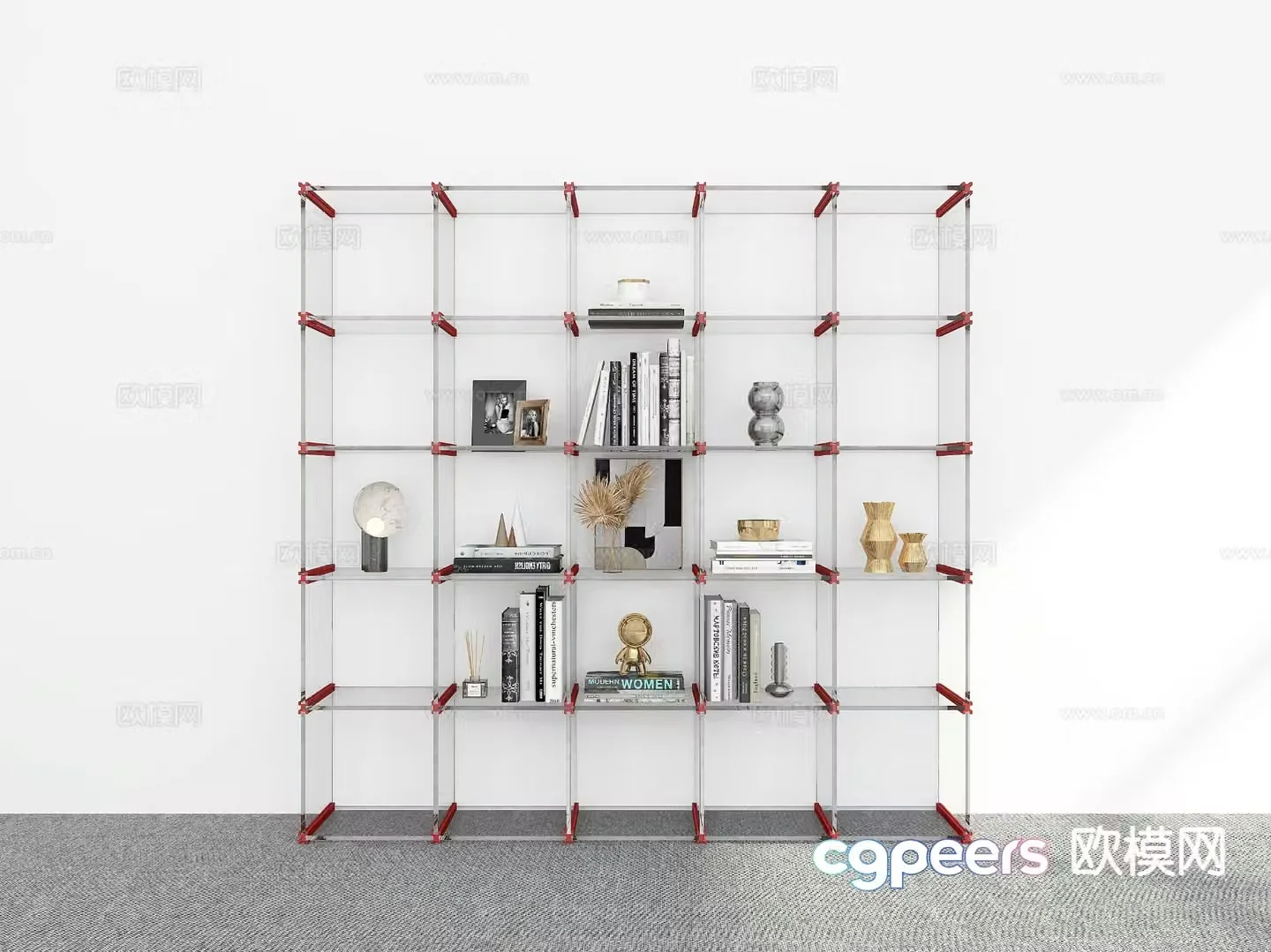 Modern bookcase bookshelf 3d model