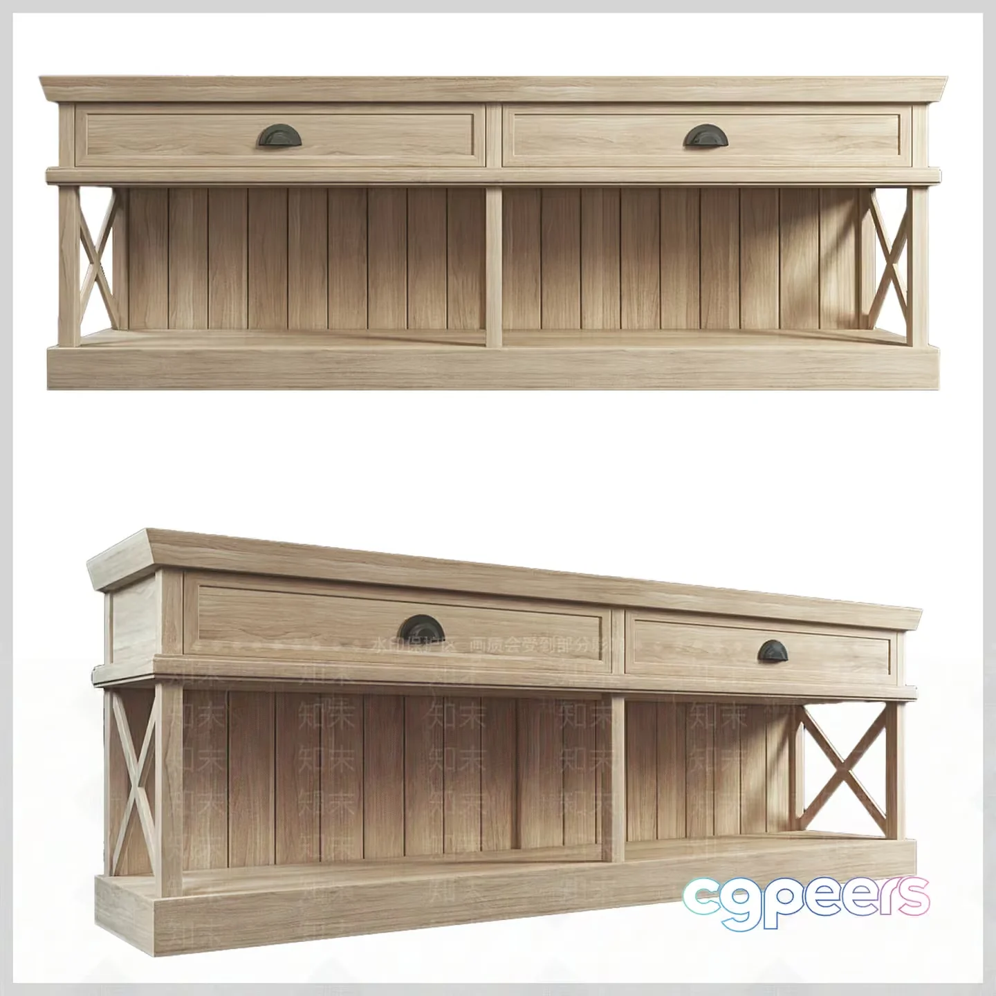 Light-Colored Wooden Cabinet 3D Model – 2150 – VRAY Render