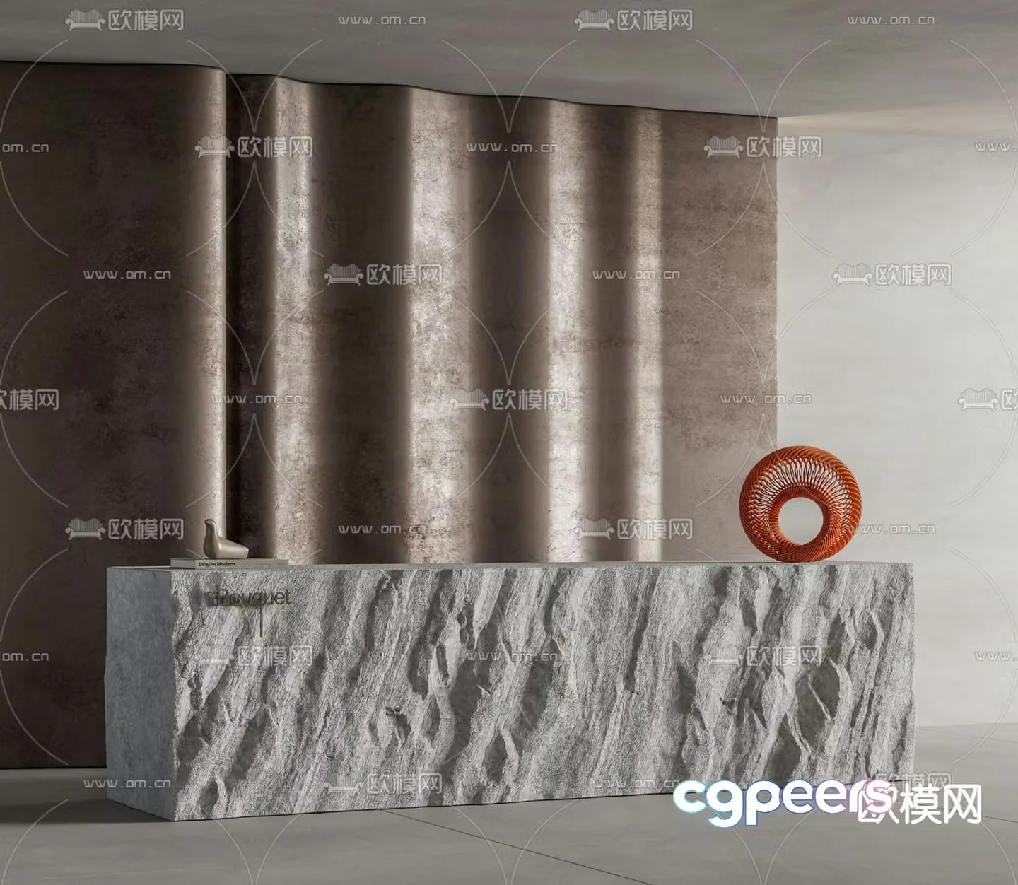 wabi-sabi front desk service desk reception desk 3d model