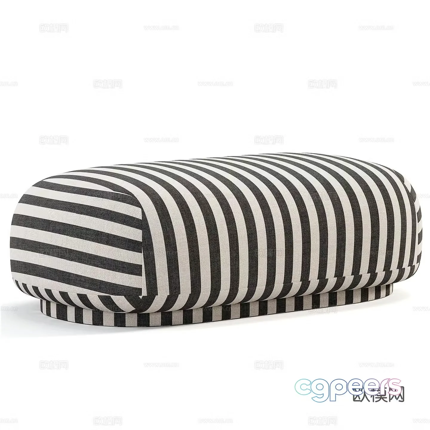 Modern cream style fabric sofa stool 3d model