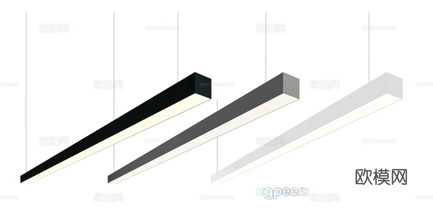 fluorescent light chandelier 3d model