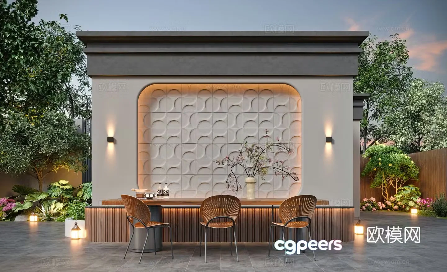Modern garden landscape 3d model