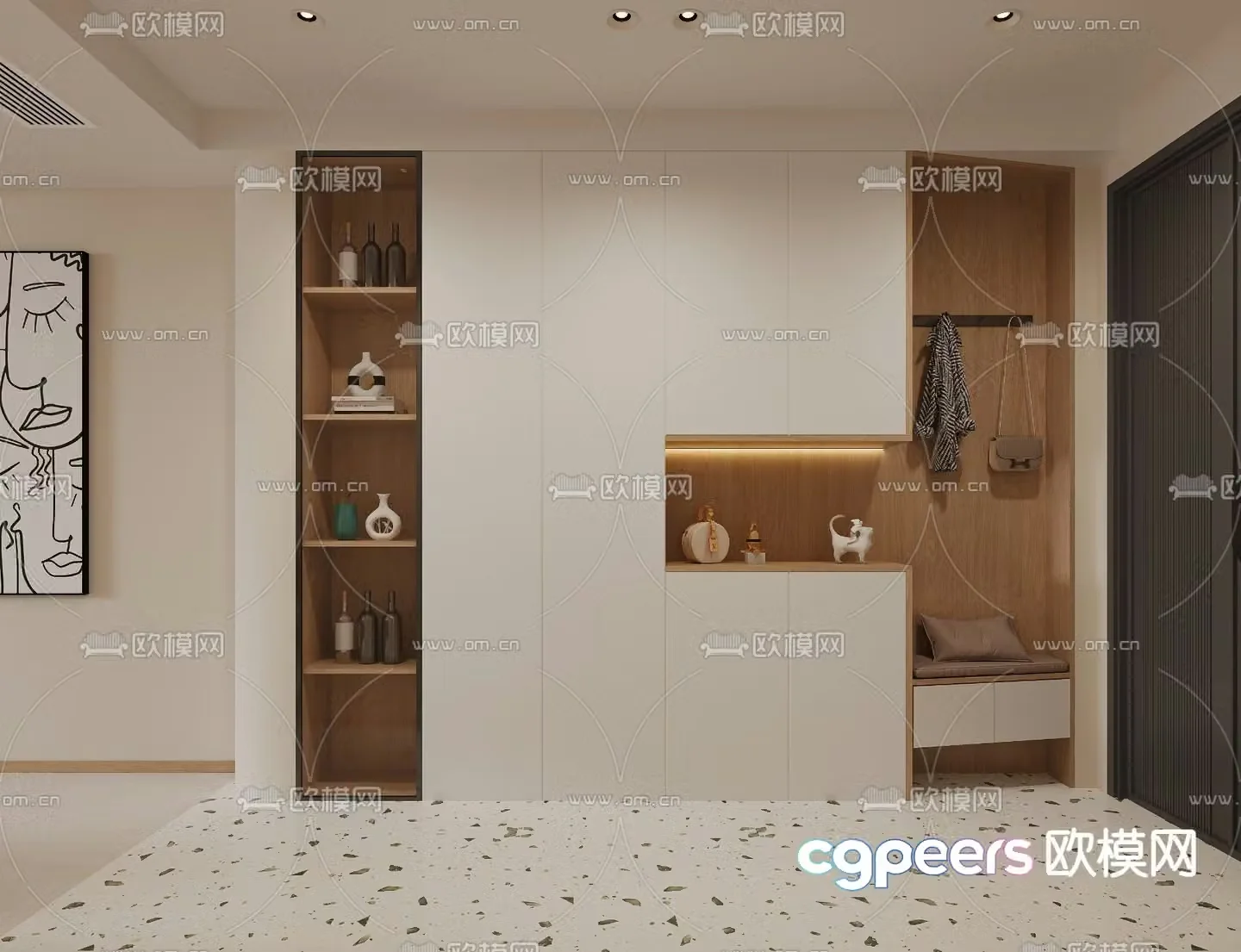 Modern shoe cabinet Shoe and hat cabinet 3d model