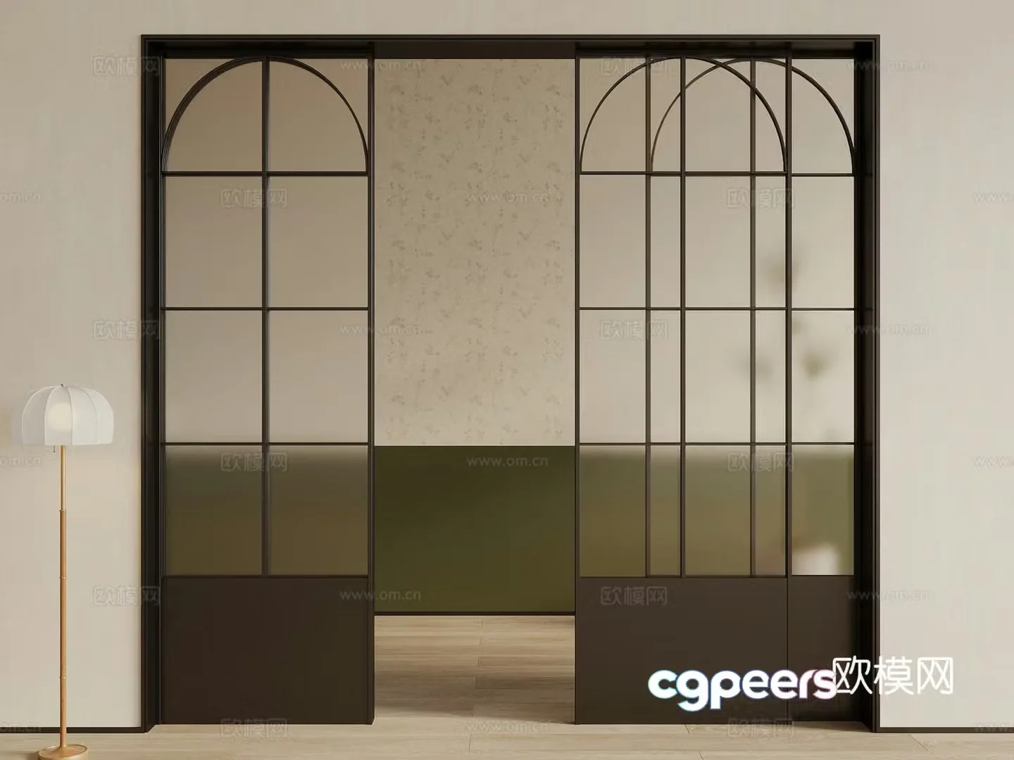 French American sliding door 3D model