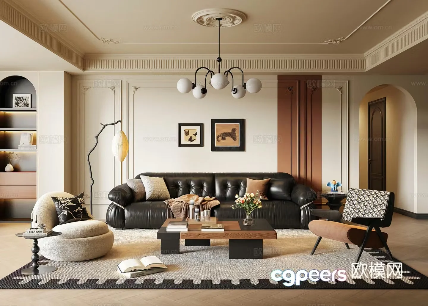 French medieval style living room 3d model