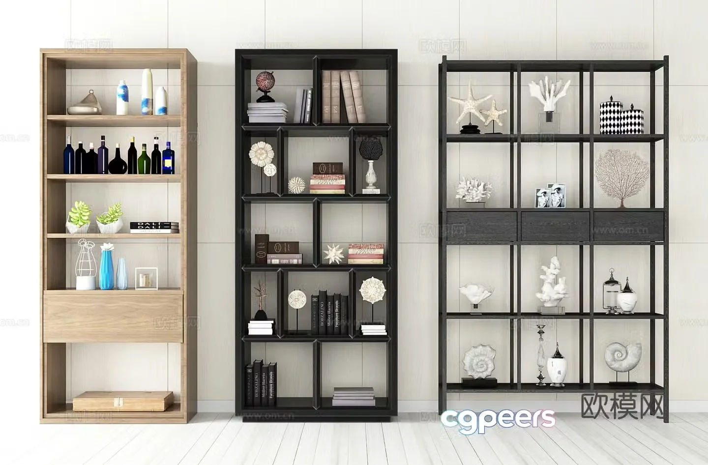 Modern bookshelf shelf combination 3D model