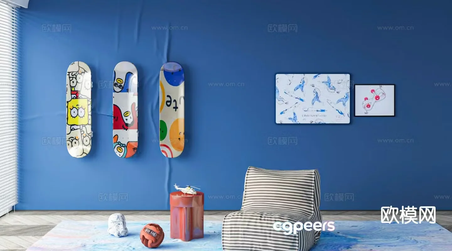 Modern children’s room hanging painting 3d model