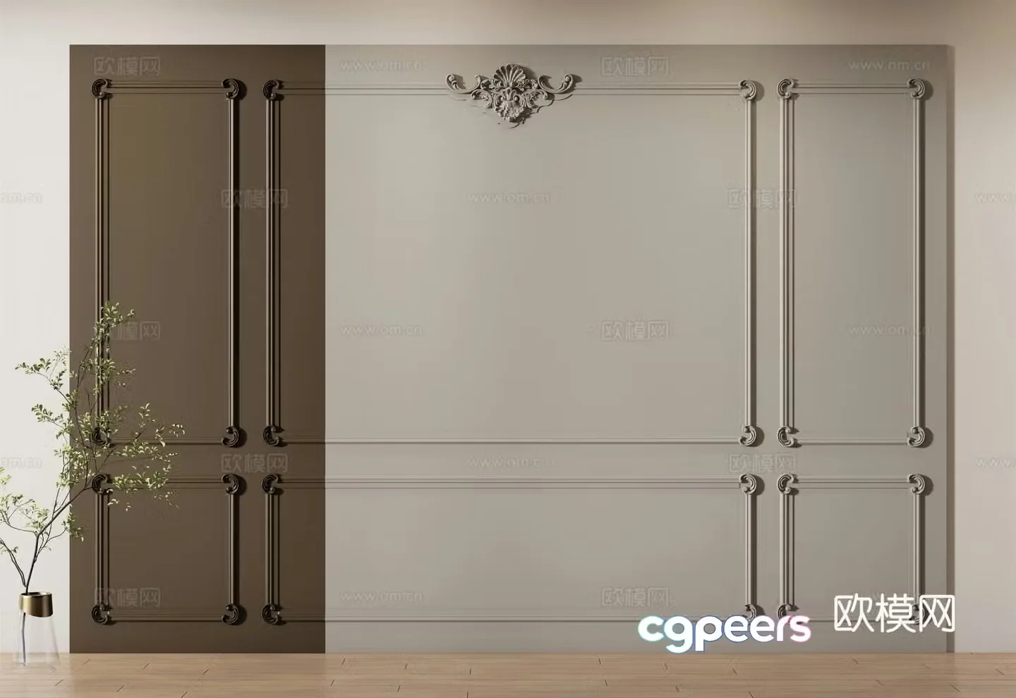 French wainscoting background wall 3d model