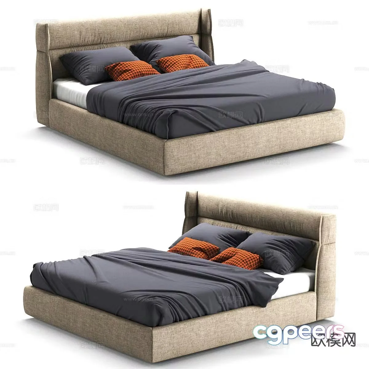 Modern Alf DaFre double bed 3d model