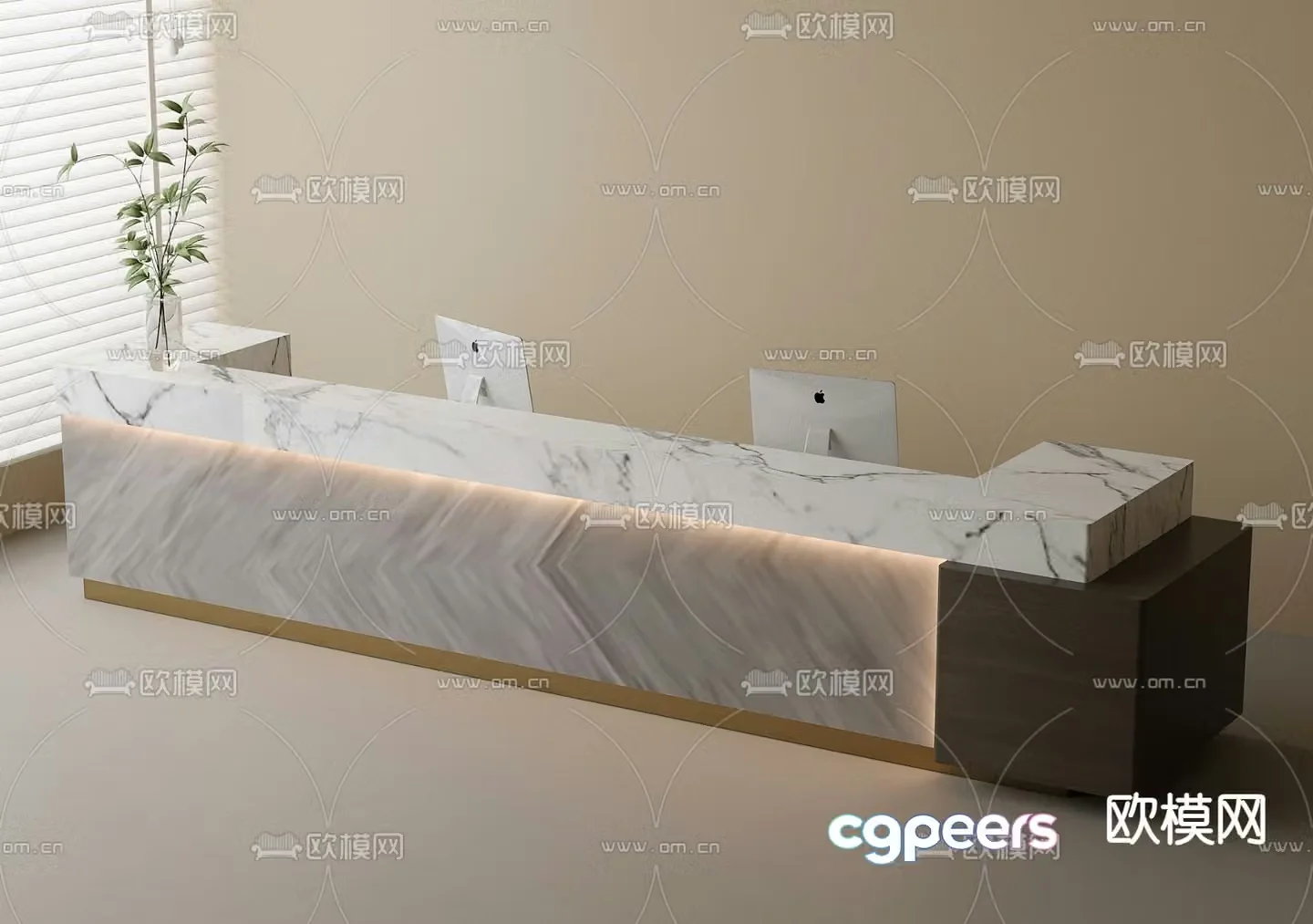 Front desk reception desk service desk 3d model